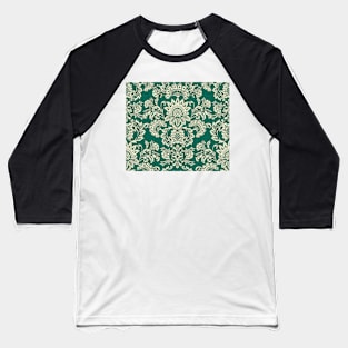 Damask Vintage Green and White Baseball T-Shirt